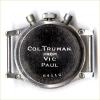 Reverse view of President Truman's Gallet Flight Officer Chronograph showing the names of two members of Truman's senatorial staff.